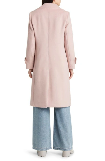 Shop Sam Edelman Notch Collar Longline Wool Blend Coat In Ice Pink
