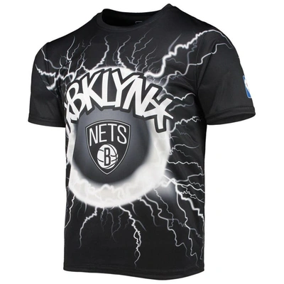 Shop Fisll Black Brooklyn Nets Tornado Bolt T-shirt