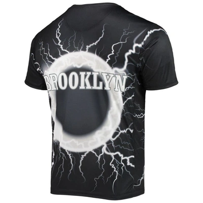 Shop Fisll Black Brooklyn Nets Tornado Bolt T-shirt
