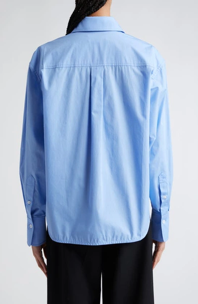 Victoria Beckham Shirt Cropped Long Sleeves In Oxford Blue