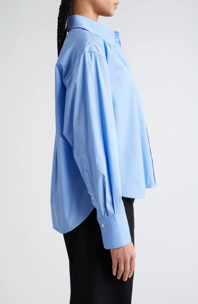 Victoria Beckham Shirt Cropped Long Sleeves In Oxford Blue