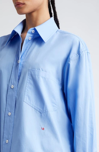 Victoria Beckham Shirt Cropped Long Sleeves In Oxford Blue