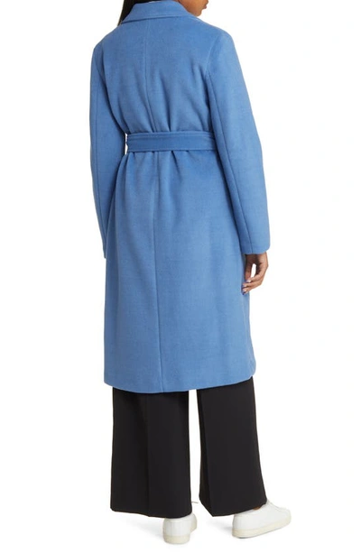 Shop Sam Edelman Tie Waist Double Breasted Trench Coat In Blue Stone