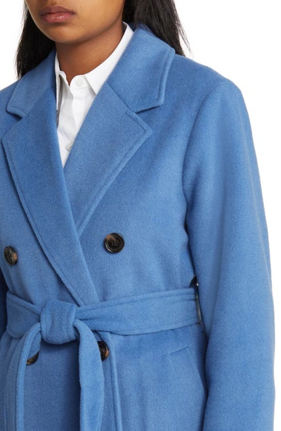 Shop Sam Edelman Tie Waist Double Breasted Trench Coat In Blue Stone