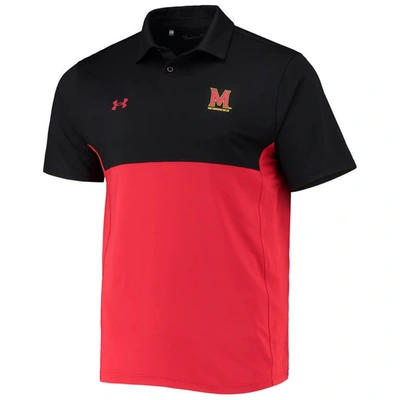 Shop Under Armour Black/red Maryland Terrapins 2022 Blocked Coaches Performance Polo