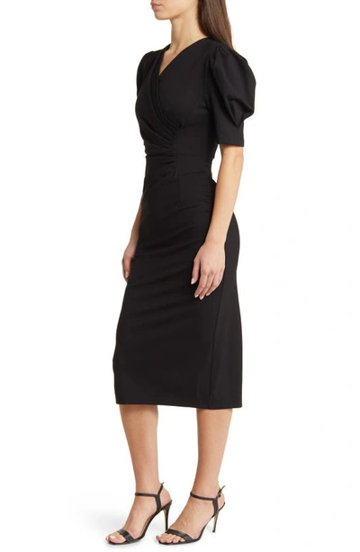 Shop Nikki Lund Gina Short Sleeve Sheath Dress In Black