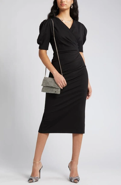 Shop Nikki Lund Gina Short Sleeve Sheath Dress In Black