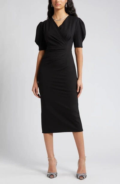 Shop Nikki Lund Gina Short Sleeve Sheath Dress In Black