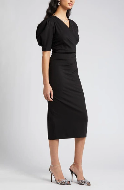 Shop Nikki Lund Gina Short Sleeve Sheath Dress In Black