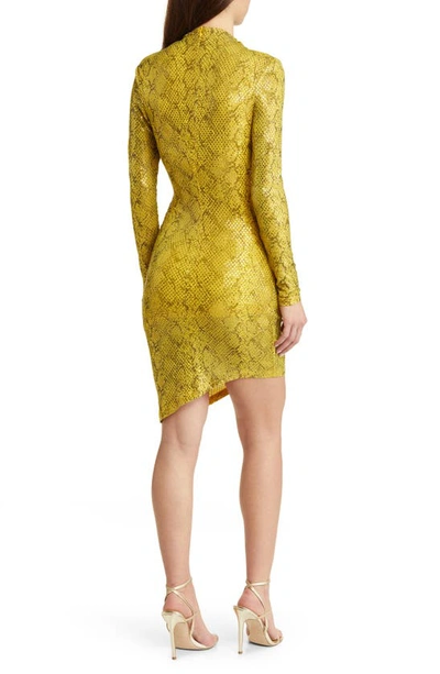 Nikki Lund Goldie Sequin Ruched Asymmetric Long Sleeve Dress In Gold