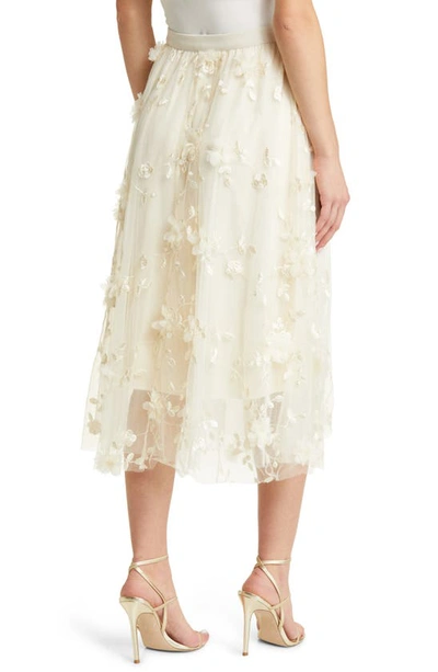 Nikki Lund Audra Floral Appliqué Chiffon Maxi Skirt In Cream