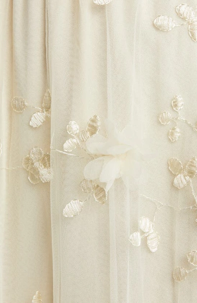 Nikki Lund Audra Floral Appliqué Chiffon Maxi Skirt In Cream