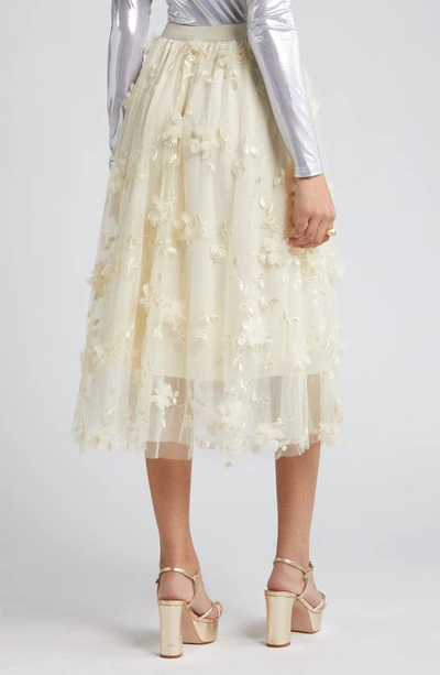 Shop Nikki Lund Audra Floral Appliqué Chiffon Maxi Skirt In Cream