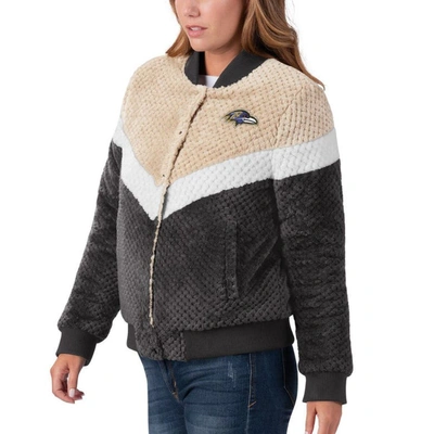 Shop G-iii 4her By Carl Banks Black/cream Baltimore Ravens Riot Squad Sherpa Full-snap Jacket