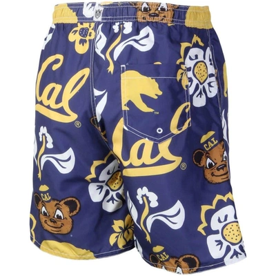Shop Wes & Willy Navy Cal Bears Floral Volley Logo Swim Trunks
