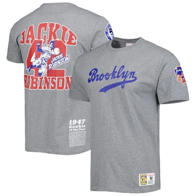 Shop Mitchell & Ness Jackie Robinson Gray Brooklyn Dodgers Cooperstown Collection Legends T-shirt
