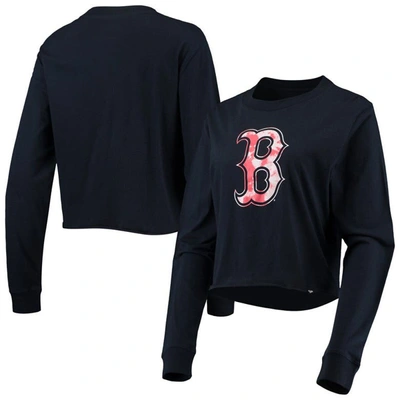 Shop New Era Navy Boston Red Sox Baby Jersey Cropped Long Sleeve T-shirt