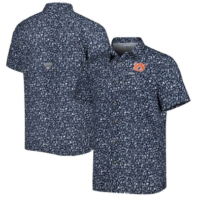 Shop Columbia Navy Auburn Tigers Super Slack Tide Omni-shade Team Button-up Shirt