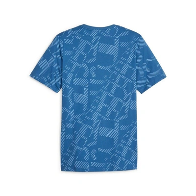 Shop Puma Blue Manchester City Ftblcore Allover Print T-shirt