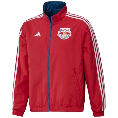 Shop Adidas Originals Adidas Red/gray New York Red Bulls 2023 On-field Anthem Full-zip Reversible Team Jacket