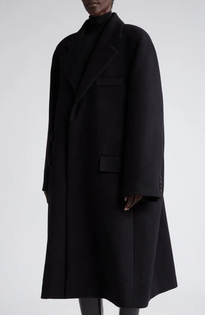 Shop Saint Laurent Oversize Wool Coat In Noir