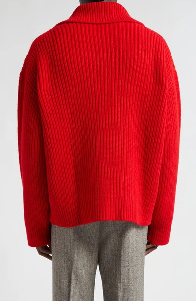 Shop Bottega Veneta Johnny Collar Wool & Cashmere Rib Polo Sweater In 6404 Vernis