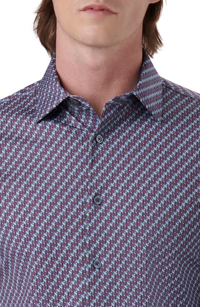 Shop Bugatchi James Ooohcotton® Illusion Print Button-up Shirt In Burgundy