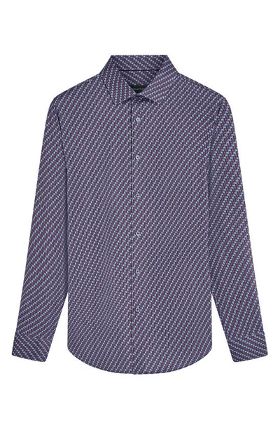 Shop Bugatchi James Ooohcotton® Illusion Print Button-up Shirt In Burgundy