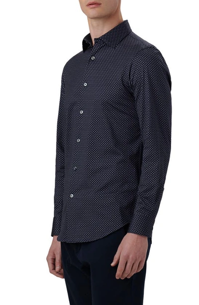 Shop Bugatchi James Ooohcotton® Geometric Print Button-up Shirt In Midnight