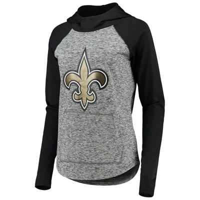 Shop G-iii 4her By Carl Banks Heathered Gray/black New Orleans Saints Championship Ring Pullover Hoodie In Heather Gray