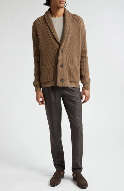 Shop Thom Sweeney Casual Wool & Cashmere Twill Pants In Charcoal Brown