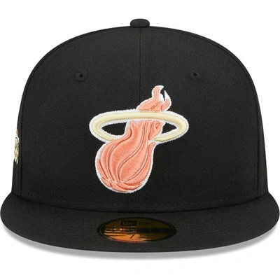 Shop New Era Black Miami Heat Floral Side 59fifty Fitted Hat