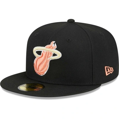 Shop New Era Black Miami Heat Floral Side 59fifty Fitted Hat