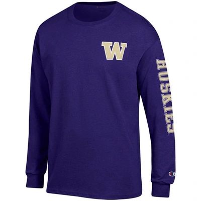 Shop Champion Purple Washington Huskies Team Stack Long Sleeve T-shirt