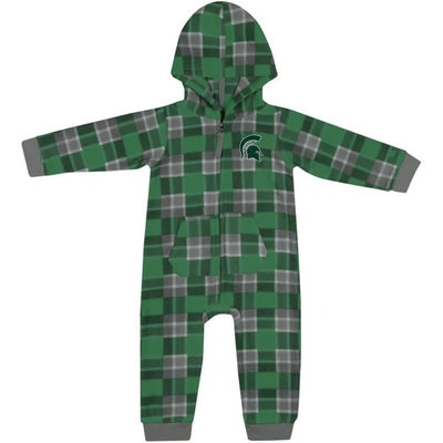 Shop Colosseum Infant   Green Michigan State Spartans Full-zip Plaid Hoodie Long Sleeve Jumper