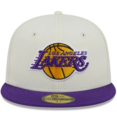Shop New Era X Staple Cream/purple Los Angeles Lakers Nba X Staple Two-tone 59fifty Fitted Hat