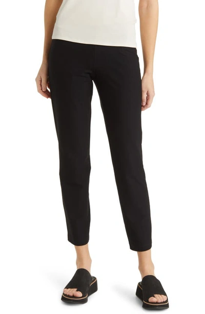Shop Eileen Fisher Stretch Crepe Slim Ankle Pants In Black