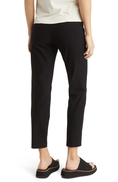 Shop Eileen Fisher Stretch Crepe Slim Ankle Pants In Black