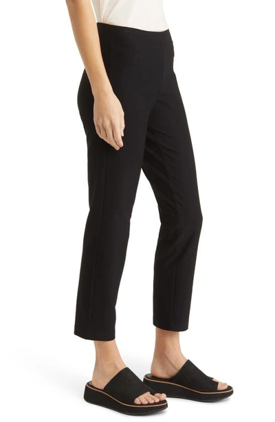Shop Eileen Fisher Stretch Crepe Slim Ankle Pants In Black
