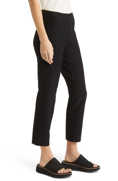 Eileen Fisher Petite Washable Stretch Crepe Slim Ankle Pants In Black