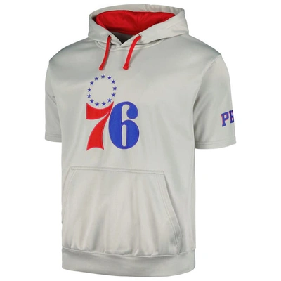 Shop Fanatics Branded Silver/red Philadelphia 76ers Short Sleeve Pullover Hoodie