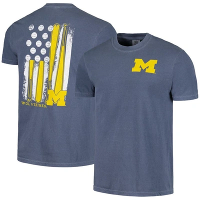 Shop Image One Navy Michigan Wolverines Baseball Flag Comfort Colors T-shirt