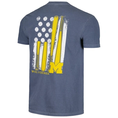 Shop Image One Navy Michigan Wolverines Baseball Flag Comfort Colors T-shirt