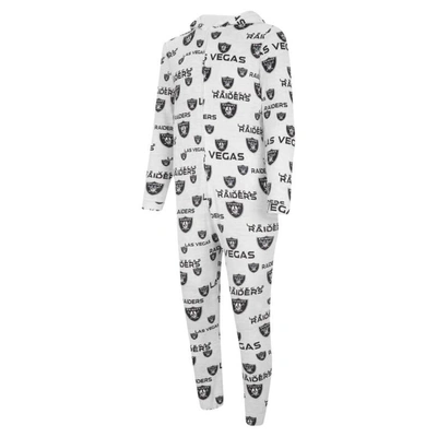 Shop Concepts Sport White Las Vegas Raiders Allover Print Docket Union Full-zip Hooded Pajama Suit