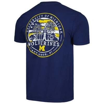 Shop Image One Navy Michigan Wolverines Painted Sky Comfort Colors Pocket T-shirt