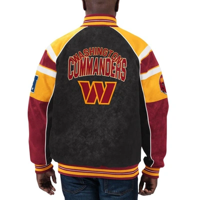 Shop G-iii Sports By Carl Banks Black Washington Commanders Faux Suede Raglan Full-zip Varsity Jacket