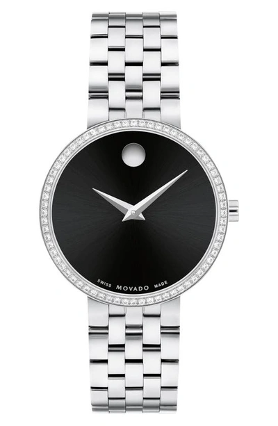 Shop Movado Museum Classic Diamond Bracelet Watch, 29.5mm In Black
