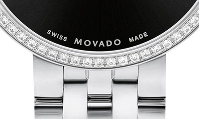 Shop Movado Museum Classic Diamond Bracelet Watch, 29.5mm In Black