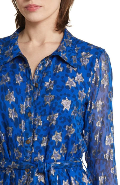 Shop Ciebon Jynai Long Sleeve Shirtdress In Cobalt