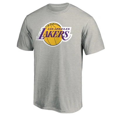 Shop Fanatics Branded Heathered Gray Los Angeles Lakers Primary Team Logo T-shirt In Heather Gray